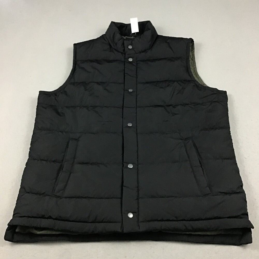 GAP Puffer Vest Men Extra Large Tall Black Upcycled Puffer Water Resistant XLT